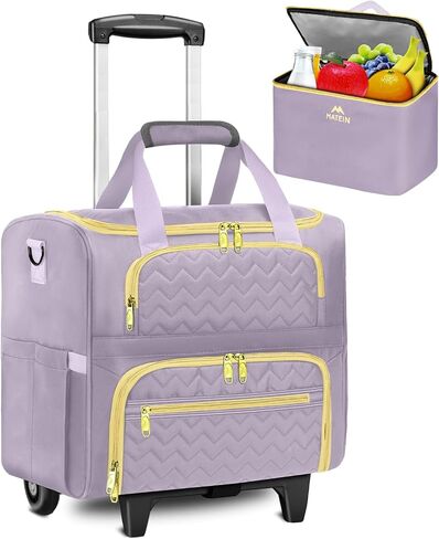 Matein Rolling Captop Bag for Women ، حقيبة سعة 15.6 بوصة مع عجلات وعربة قابلة للفصل ، حقيبة حمل مدرس كمبيوتر مع هدية معزولة لمكتب أعمال ممرضة العمل ، Black Deep in Kuwait
