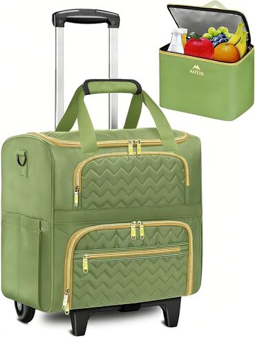 Matein Rolling Captop Bag for Women ، حقيبة سعة 15.6 بوصة مع عجلات وعربة قابلة للفصل ، حقيبة حمل مدرس كمبيوتر مع هدية معزولة لمكتب أعمال ممرضة العمل ، Black Deep in Kuwait