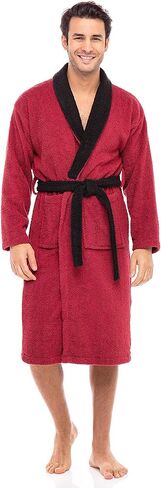 Skylinewears الرجال 100% القطن رداء تيري شوال روب استحمام لينة اللمس طوق ماصة دش الحمام تبخير الملابس العرق in Saudi Arabia