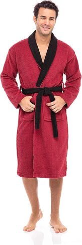 Skylinewears الرجال 100% القطن رداء تيري شوال روب استحمام لينة اللمس طوق ماصة دش الحمام تبخير الملابس العرق in Saudi Arabia