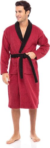 Skylinewears الرجال 100% القطن رداء تيري شوال روب استحمام لينة اللمس طوق ماصة دش الحمام تبخير الملابس العرق in Saudi Arabia