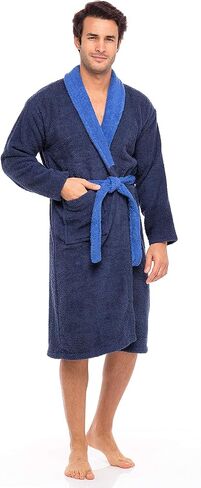 Skylinewears الرجال 100% القطن رداء تيري شوال روب استحمام لينة اللمس طوق ماصة دش الحمام تبخير الملابس العرق in Saudi Arabia