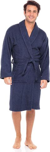 Skylinewears الرجال 100% القطن رداء تيري شوال روب استحمام لينة اللمس طوق ماصة دش الحمام تبخير الملابس العرق in Saudi Arabia
