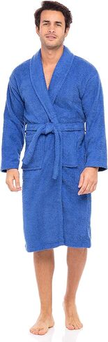 Skylinewears الرجال 100% القطن رداء تيري شوال روب استحمام لينة اللمس طوق ماصة دش الحمام تبخير الملابس العرق in Saudi Arabia