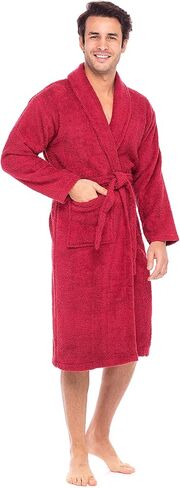 Skylinewears الرجال 100% القطن رداء تيري شوال روب استحمام لينة اللمس طوق ماصة دش الحمام تبخير الملابس العرق in Saudi Arabia