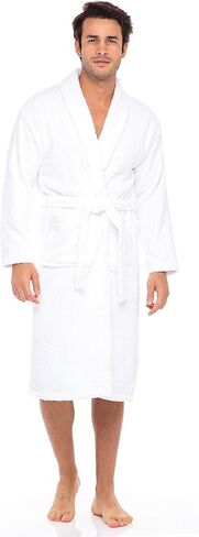 Skylinewears الرجال 100% القطن رداء تيري شوال روب استحمام لينة اللمس طوق ماصة دش الحمام تبخير الملابس العرق in Saudi Arabia