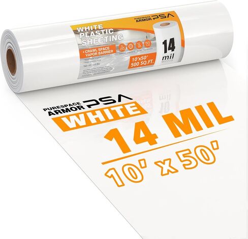 Crawl Space Vapor Barrier, 12 mil 10'x100', White Heavy Duty Plastic Sheeting - Thick Polyethylene Film, 12mil Crawlspace Liner, Drop Cloth Vapor Barrier Covering for Crawlspace and Basement in Saudi Arabia