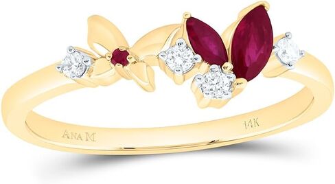 Jewels By Lux 14K Yellow Or White Gold 1/12Cttw Natural Diamond Ana M 1.20Mm Round, 1/5Ct Marquise Natural Gem Butterfly Ring in Saudi Arabia