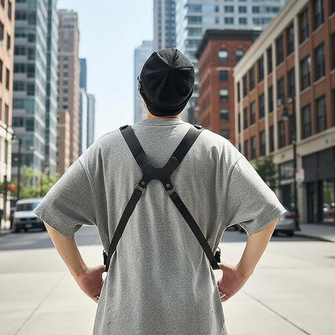 حقيبة كتف مزدوجة تحت الإبط حقيبة جلدية للإبط للرجال حزام مضاد للسرقة مخفي محفظة للهاتف (أسود) in Saudi Arabia
