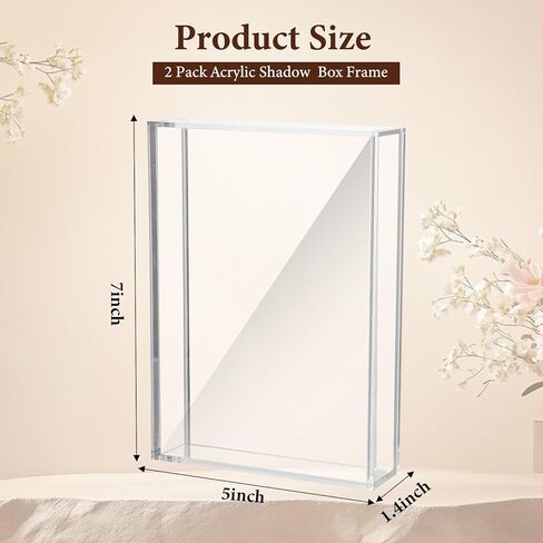 عبوتان من حافظات عرض صندوق الظل الأكريليك - إطار صور شفاف DIY مقاس 7 بوصة × 5 بوصة × 1.4 بوصة لحفلات الزفاف، وعيد الحب، والزهور المجففة، والذكريات، والمقتنيات (عبوتان، لا حاجة إلى تجميع) in Kuwait