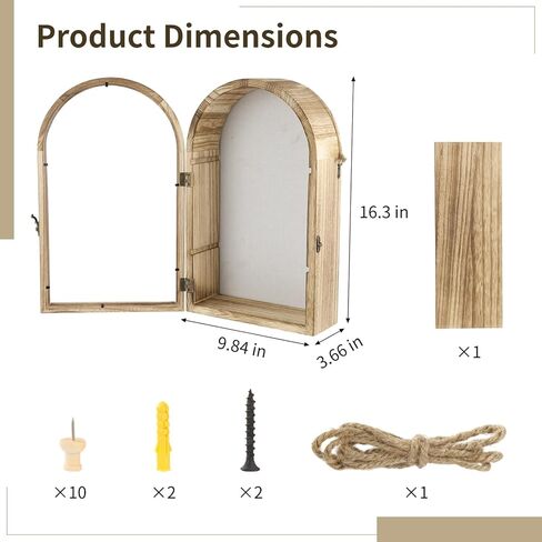 إطار صندوق الظل الخشبي - 16.3 × 9.84 بوصة علبة عرض صناديق الظل، صندوق ذاكرة تذكارات القوس، علبة عرض خشبية لديكور الحائط، ديكور الطاولة، صندوق ميداليات تذكارية لإطار الصورة in Kuwait
