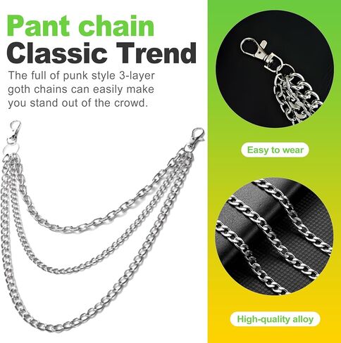 Multi-Layer Wallet & Pant Chain for Men Women Heavy Duty Jean Chain Goth Punk Biker Style Accessories for Jeans Skirts Bags in Saudi Arabia