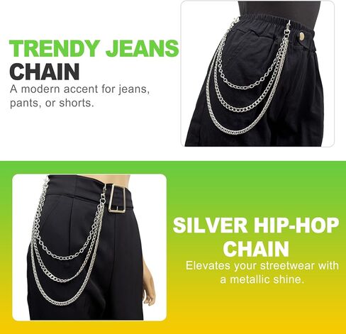 Multi-Layer Wallet & Pant Chain for Men Women Heavy Duty Jean Chain Goth Punk Biker Style Accessories for Jeans Skirts Bags in Saudi Arabia