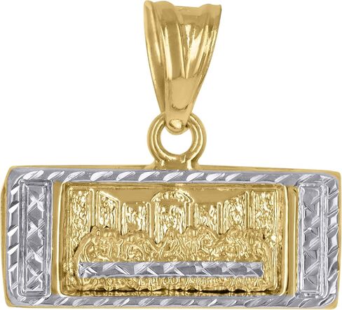 10k Gold Two-Tone Diamond-Cut Mens Last Supper Religious Charm Pendant in Saudi Arabia