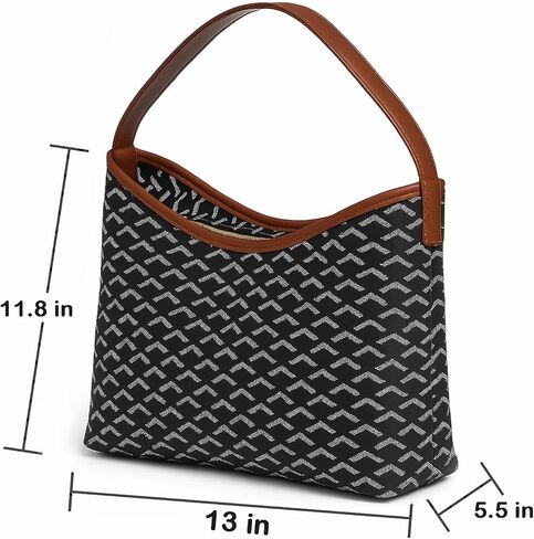Trendy Vegan Leather Hobo Tote Bag for Women, Large Shoulder Handbag with Pouch, Everyday Work Purse with Brown Trim Design in Saudi Arabia