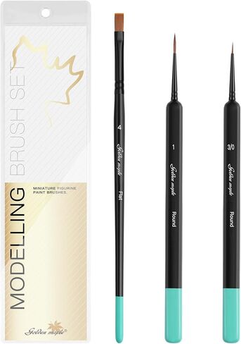 Kolinsky Sable Miniature Paint Brushes-Golden Maple 3pcs Detail Paint Brushes Drybrush for Acrylic Watercolor, Small Fine Detail Paint Brush Set Use for Warhammer,Mini Paints,Paint by Number,Figurine in Kuwait