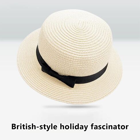 Summer Sunshade Beach hat, Simple Sunshade hat, Flat top British Small Fresh top hat,White in Saudi Arabia