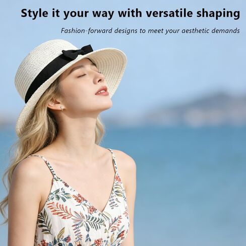 Summer Sunshade Beach hat, Simple Sunshade hat, Flat top British Small Fresh top hat,White in Saudi Arabia