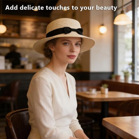 Summer Sunshade Beach hat, Simple Sunshade hat, Flat top British Small Fresh top hat,White in Saudi Arabia