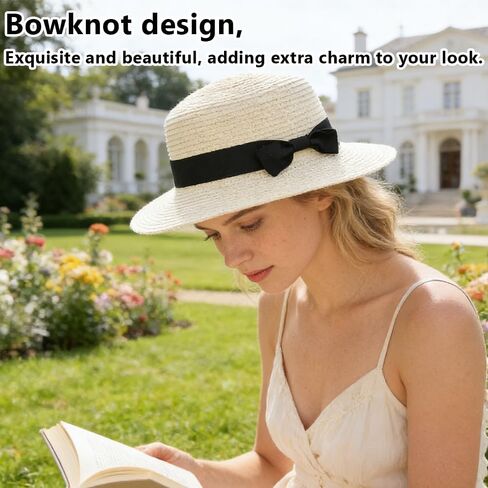 Summer Sunshade Beach hat, Simple Sunshade hat, Flat top British Small Fresh top hat,White in Saudi Arabia