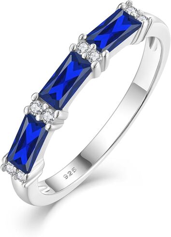 Stackable Rings 925 Sterling Silver Baguette Ring for Women, Eternity Ring Band with Square Birthstone Jewelry in Saudi Arabia