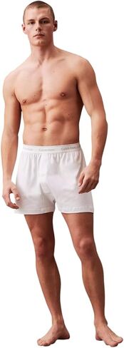 Calvin Klein Men's Woven Knit Boxers, 3-Pack, 100% Cotton, Loose Fit, Button Fly in Saudi Arabia