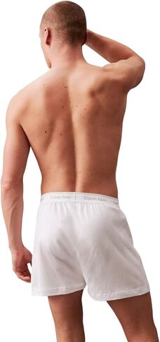 Calvin Klein Men's Woven Knit Boxers, 3-Pack, 100% Cotton, Loose Fit, Button Fly in Saudi Arabia
