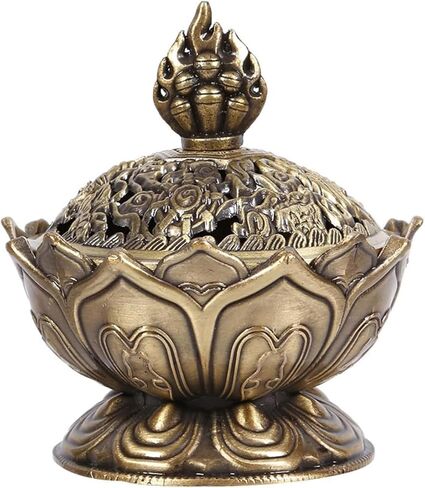 1 Pc Bronze Color Classic Lotus Incense Burner,Mini Lotus Cone Incenses Holder,Incense Burner Holder,Mini Vintage Lotus Flower Shaped Incense Holder,for Stick and Cone Incense in Saudi Arabia