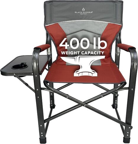 XL Directors Chair with Foldable Side Table, Heavy Duty Camp Chair supports 400 Lbs, Oversize Outdoor Folding Seat with High Back and Padded Armrests for Lawn, Beach, Tailgating, Sports (Blue Plaid) in Kuwait