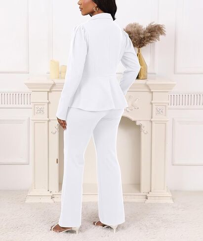 Aro Lora Pant Suits for Women Dressy Business Outfits Ruffle Open Front Blazer Pantsuits Office Work Sets in Saudi Arabia