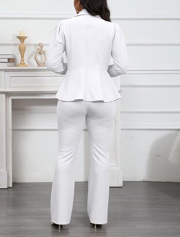Aro Lora Pant Suits for Women Dressy Business Outfits Ruffle Open Front Blazer Pantsuits Office Work Sets in Saudi Arabia