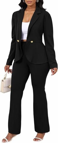 Aro Lora Pant Suits for Women Dressy Business Outfits Ruffle Open Front Blazer Pantsuits Office Work Sets in Saudi Arabia