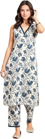 rytras Ladies Cotton Printed Straight Trousers and Kurta Set in Saudi Arabia