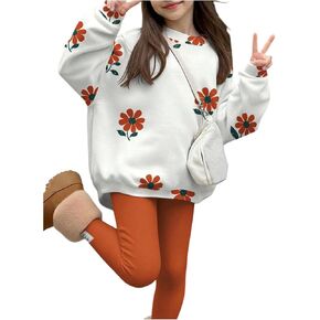 Verdusa Girl's 2 Piece Boho Floral Sweatsuits Oversized Sweatshirt with Legging Comfy Sets in Saudi Arabia