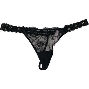 Victoria's Secret Rose Lace Grommet V-String Panty Color Black New in Saudi Arabia