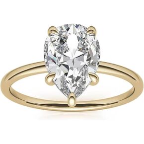 Engagement rings 10K Gold Moissanite ring for women Center 2 Carat Pear/Oval Cut Pure Yellow Gold Moissanite Ring for Women Wedding Band （US Size 5-8 in Saudi Arabia