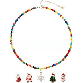Personalized Christmas Necklace for Women - 8 Pendant Charms Christmas Stocking Stuffers Gifts, Adjustable Letter Pendant Jewelry for Mom, Sister, Girlfriend in Saudi Arabia