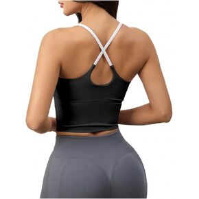 SHENHE Women's Tank Tops Built in Bras Racerback Colorblock Spaghetti Strap Tight Yoga Workout Tops in Saudi Arabia