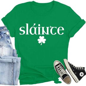 Women St Patrick’s Day Shirts Lucky Irish Shamrock Clover Print T-Shirts Green Saint Patrick's Day Tee Tops in Saudi Arabia