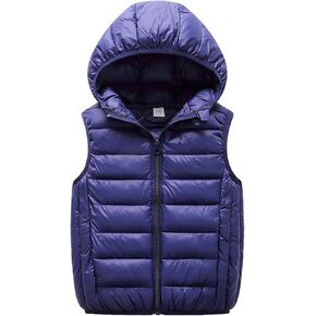 Boys Girls Hooded Puffer Vest, Kids Winter Down Vest, Sleeveless Zipper Jackets Outwear in Saudi Arabia