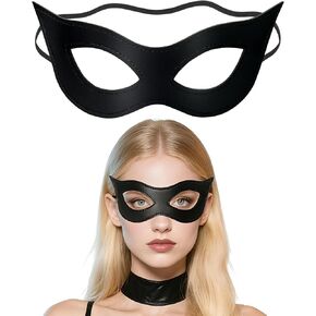 Halloween Cat Woman Mask Costume Accessories Black Cat Eye Costume Mask Masquerade Superhero Mask Leather for Cosplay in Saudi Arabia