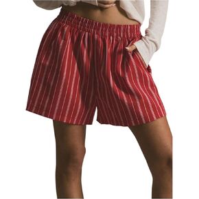 SweatyRocks Women's Loose Striped Shorts Elastic Waist Summer Shorts with Pockets in Saudi Arabia