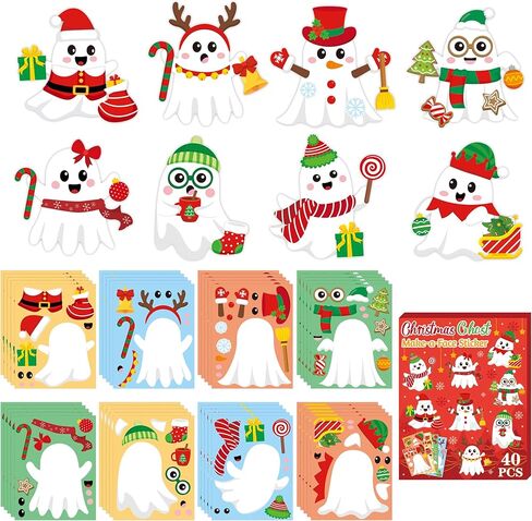 B1ykin Christmas Make a Face Sticker Sheets - Make Your Own Christmas Stickers Games, Winter Christmas Party Game Stickers Art Craft for Girls Boys Kids Birthday Party Favor Supplies (Christmas Tree) in Kuwait
