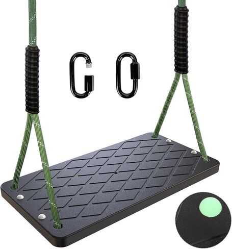 Plastic Swing Set Heavy Duty Replacement,with Adjustable Rope Non-Slip Hanging Tree Swing，Children's Swing Seat Accessories Indoor Outdoor Backyard Playground(Green in Kuwait
