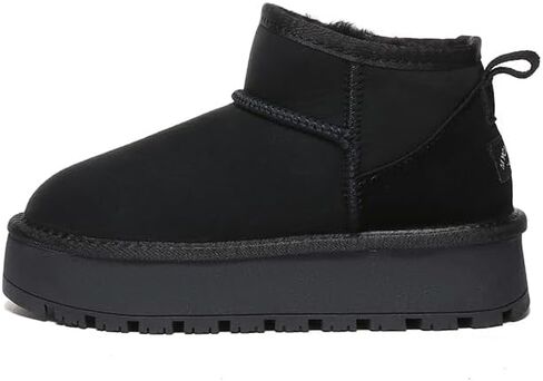 Women’s Platform Snow Boots, Genuine Sheepskin Wool-Lined Winter Booties in Saudi Arabia