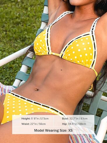 CUPSHE Women's Bikini Sets Two Piece Swimsuit Sexy Low Rise Bathing Suit V Neck Back Self Tie Cheeky Bottom in Saudi Arabia