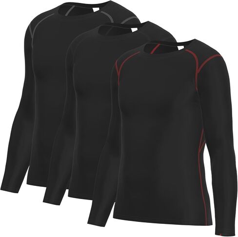 LANBAOSI 3 Pack Compression Shirts for Men Long Sleeve Men's Workout Shirt Athletic T-Shirt Gym Base Layer Undershirt in Saudi Arabia