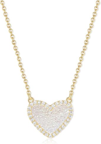 Pendant Necklace for Women,Simple and Elegant,Adjustable Chain,14K Gold Plated with 1 Delicate Cluster Stone,Gift Bag and Jewelry Box,Christmas Birthday Party Gift For Women in Saudi Arabia
