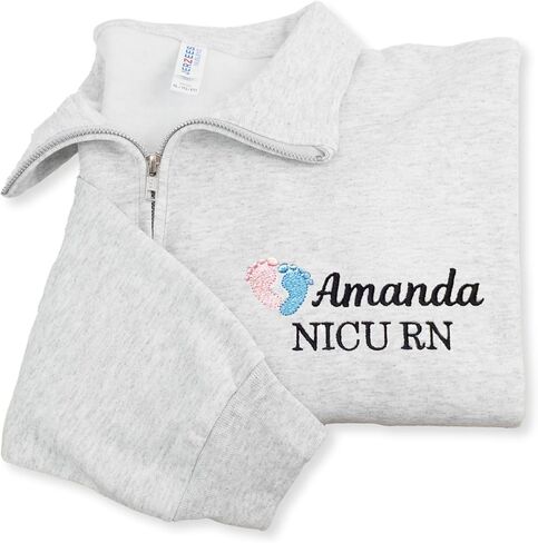 COUPLEHOODIES اسم مخصص NICU Nurse مطرزة بسحاب ربع سنوي - هدية لممرضات حديثي الولادة أو موظفي NICU أو الأطباء in Saudi Arabia