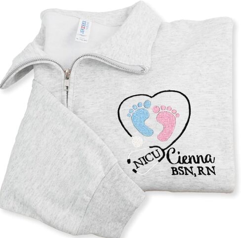 COUPLEHOODIES اسم مخصص NICU Nurse مطرزة بسحاب ربع سنوي - هدية لممرضات حديثي الولادة أو موظفي NICU أو الأطباء in Saudi Arabia